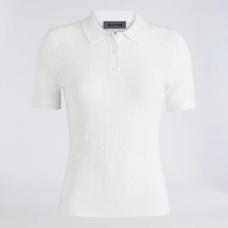 G/Fore Pointelle Stitch Polo Sweater in Snow