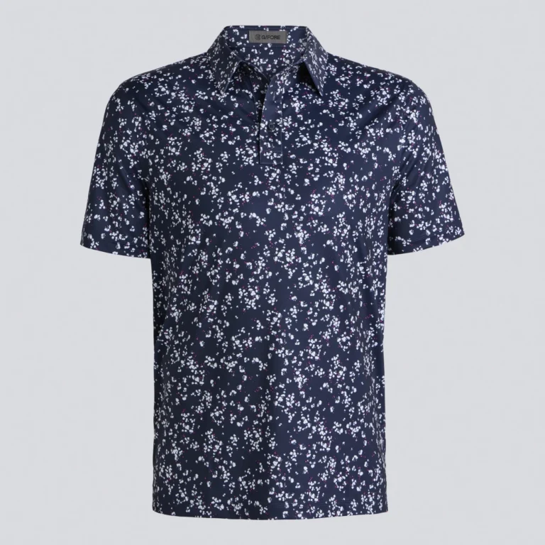 G/Fore Wildflower Tech Jersey Polo in Twilight/Snow
