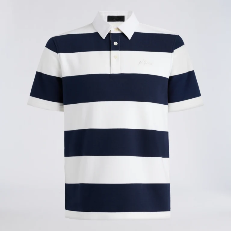 G/Fore Yarn Dye French Terry Rugby Polo in Twilight/Snow