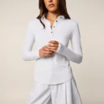 Greyson Scarlett Long Sleeve Polo in Arctic