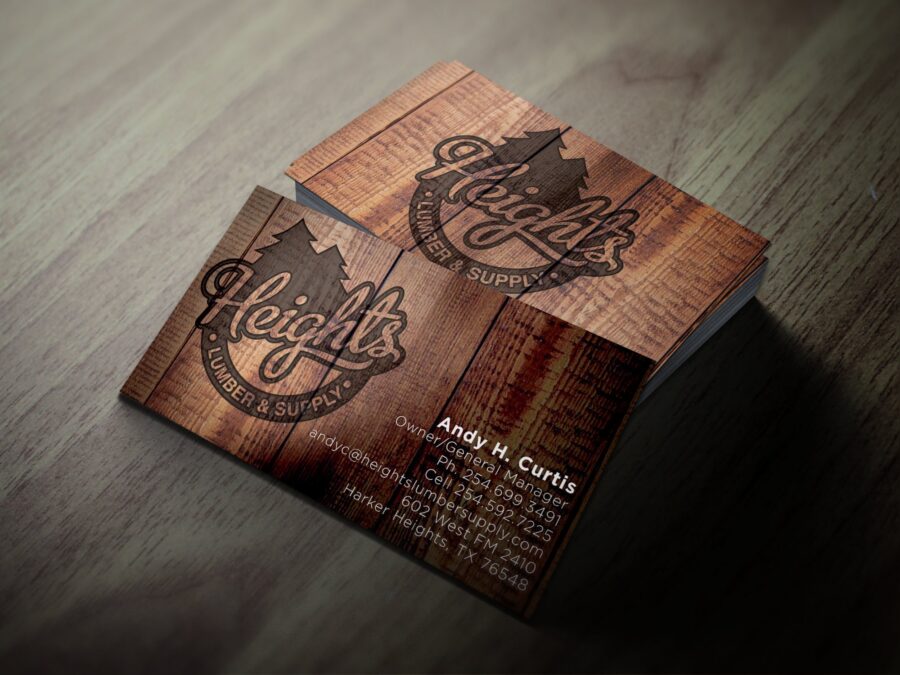 Heights Lumber business cards and presentation folders