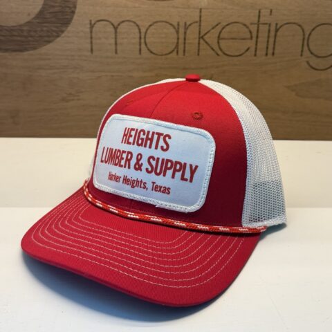 Red Heights Lumber and Supply rope cap with a woven patch