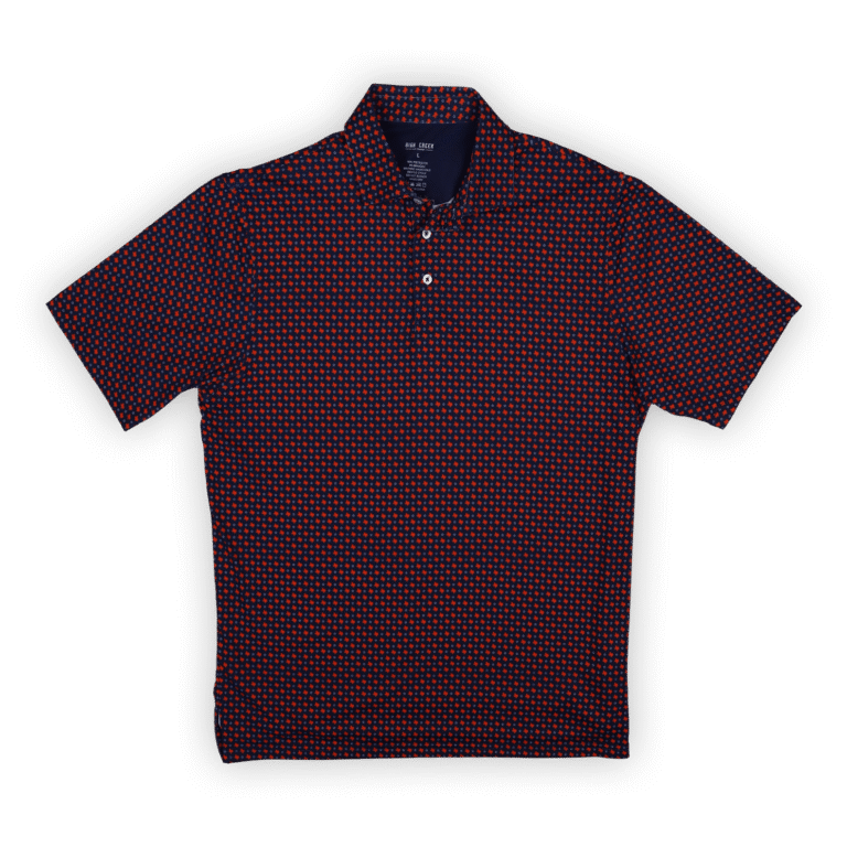 High Creek Alamo Printed Polo in Navy Texas