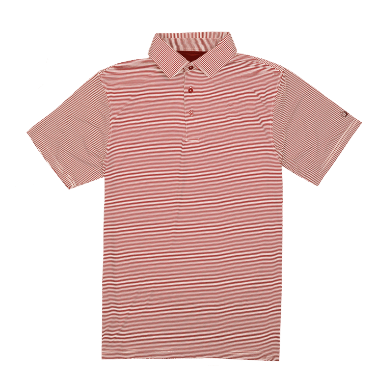 High Creek Hairline Stripe Polo in Maroon and White