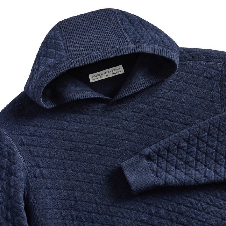 Holderness & Bourne The Wallace Hoodie Sweater in Heathered Navy