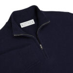 Holderness & Bourne The Cunningham Quarter-Zip Sweater in Heathered Navy