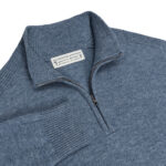 Holderness & Bourne The Cunningham Quarter-Zip Sweater in Heathered Pacific Blue
