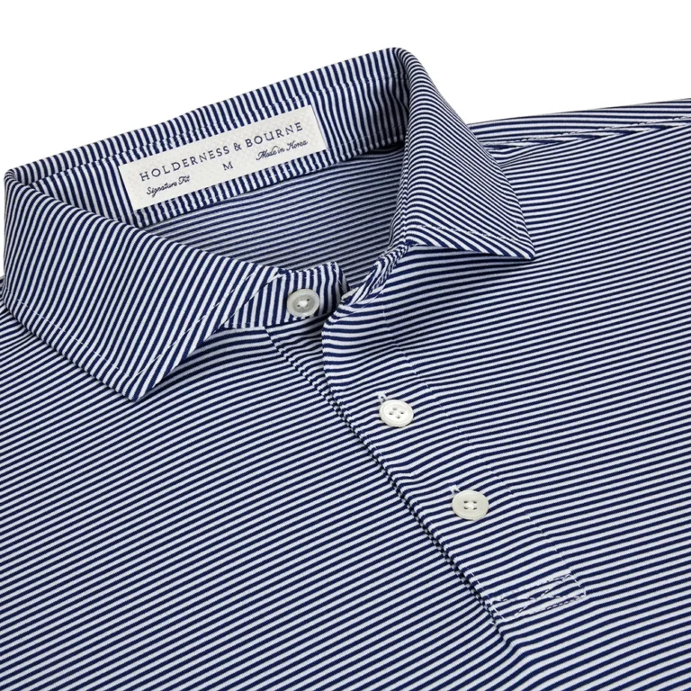 Holderness & Bourne The Perkins Polo in Navy & White