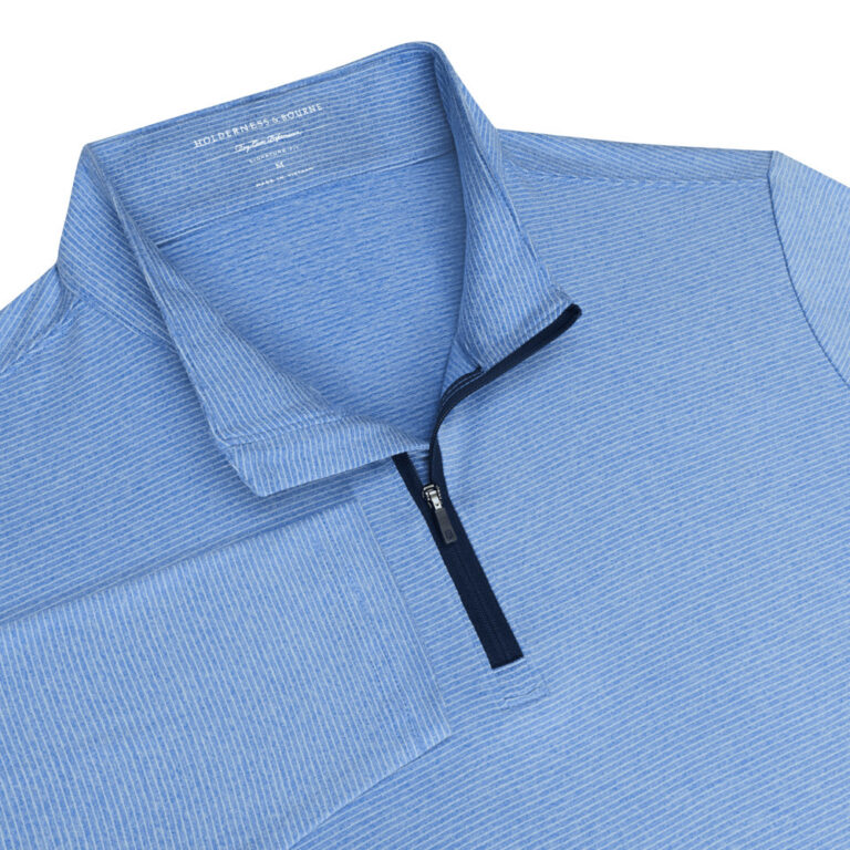 Holderness & Bourne The Royce Quarter-Zip in Heathered Horizon Blue