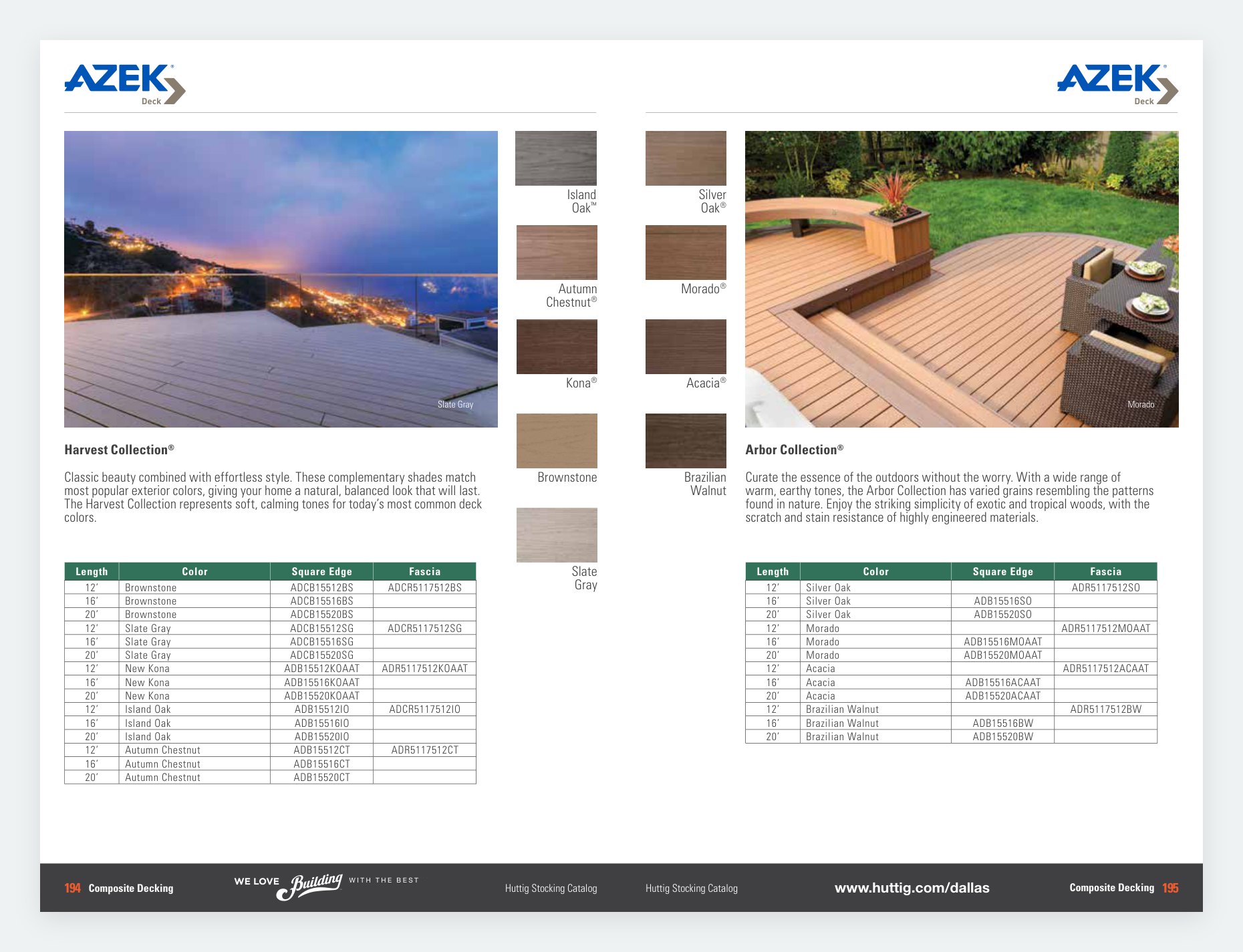 Huttig Dallas stocking catalog: AZEK composite decking