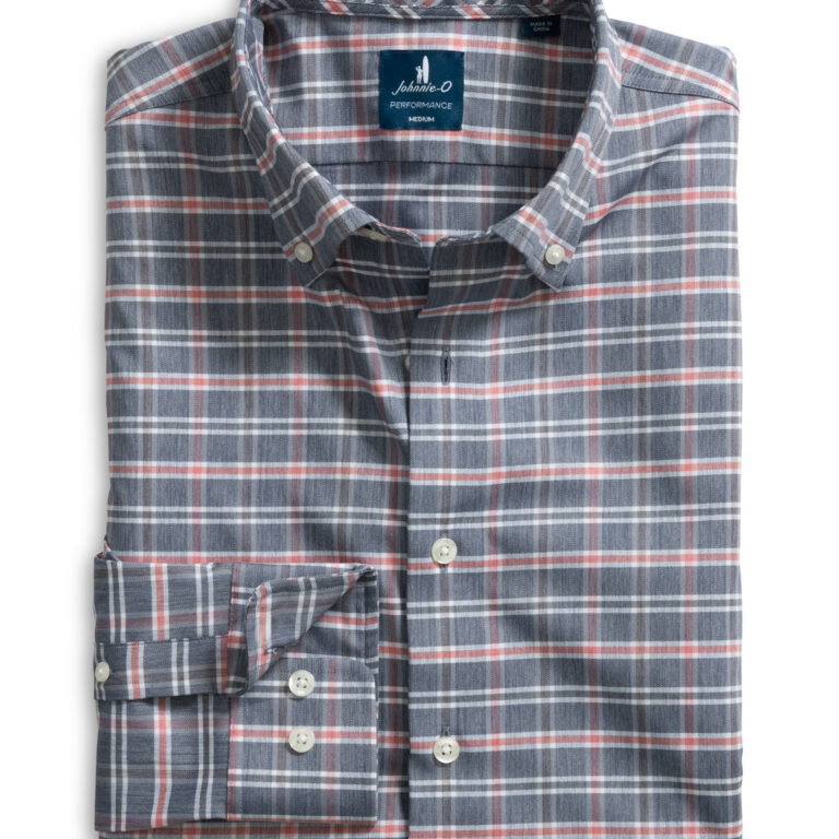 Johnnie-O Basswood Plaid Performance Button-Down in Navy