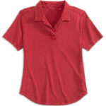 Johnnie-O Coastal Wash Women’s V-Neck Polo in Crimson
