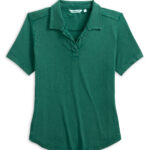 Johnnie-O Coastal Wash Women’s V-Neck Polo in Green 1