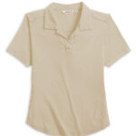 Johnnie-O Coastal Wash Women’s V-Neck Polo in Oatmeal