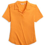 Johnnie-O Coastal Wash Women’s V-Neck Polo in Orange 1