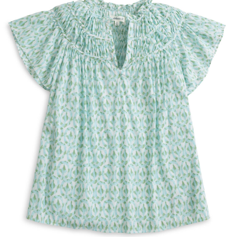 Johnnie-O Coleen Women's Floral Top in Grayed Jade