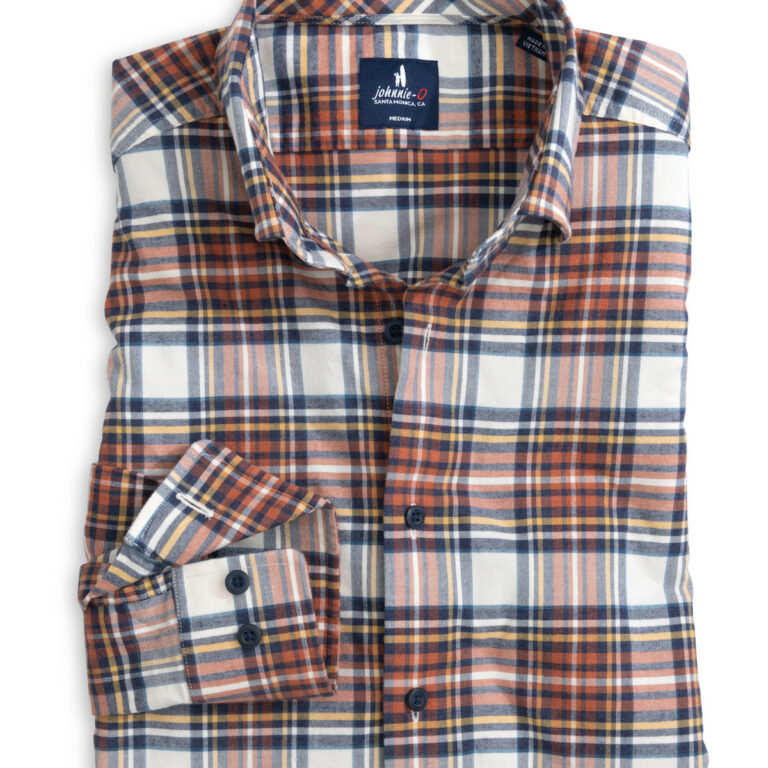 Johnnie-O Knick Flannel Shirt in Pumpkin