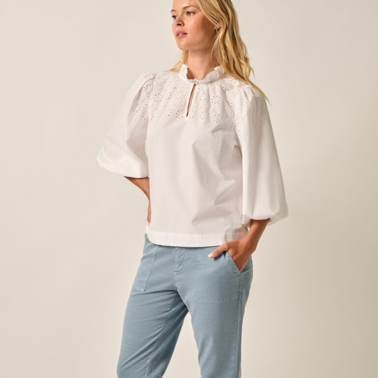 Johnnie-O Libby Women's Popover Blouse in White