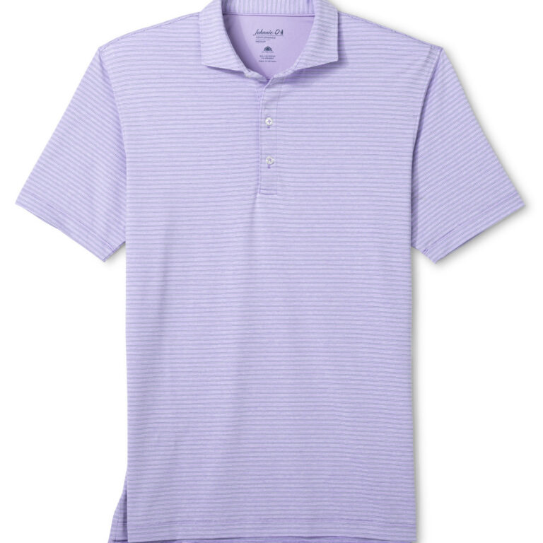 Johnnie-O Michael Striped Performance Polo in Viola