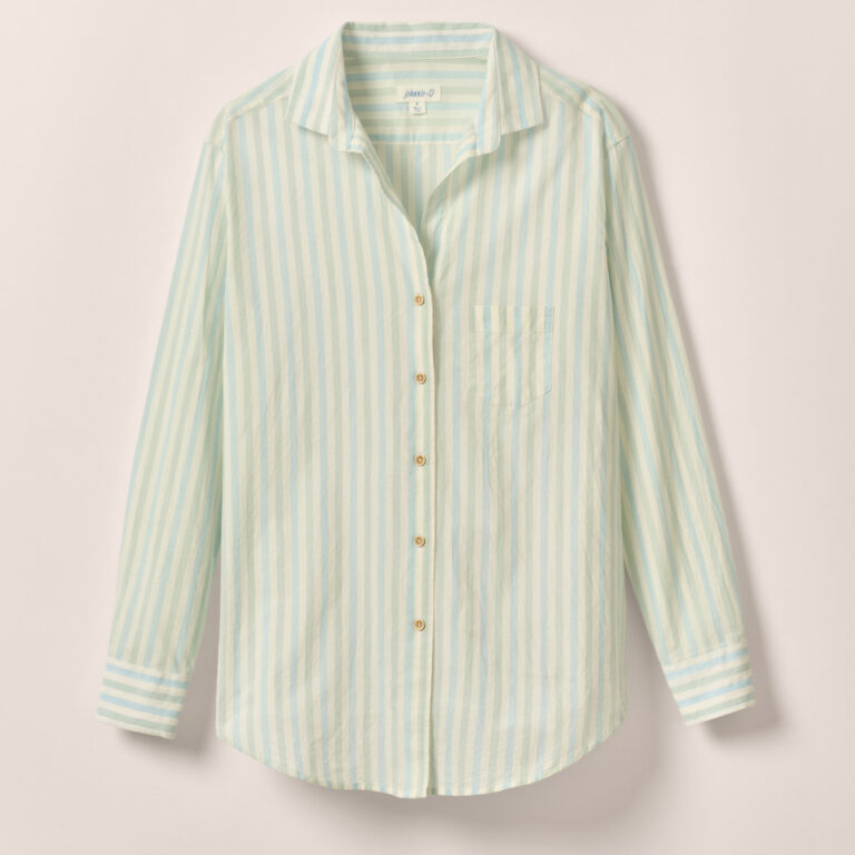 Johnnie-O Pixie Women's Striped Button-Up in Gulf Blue