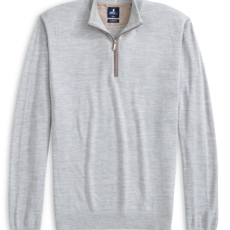 Johnnie-O Raynor Merino Quarter-Zip in Light Gray