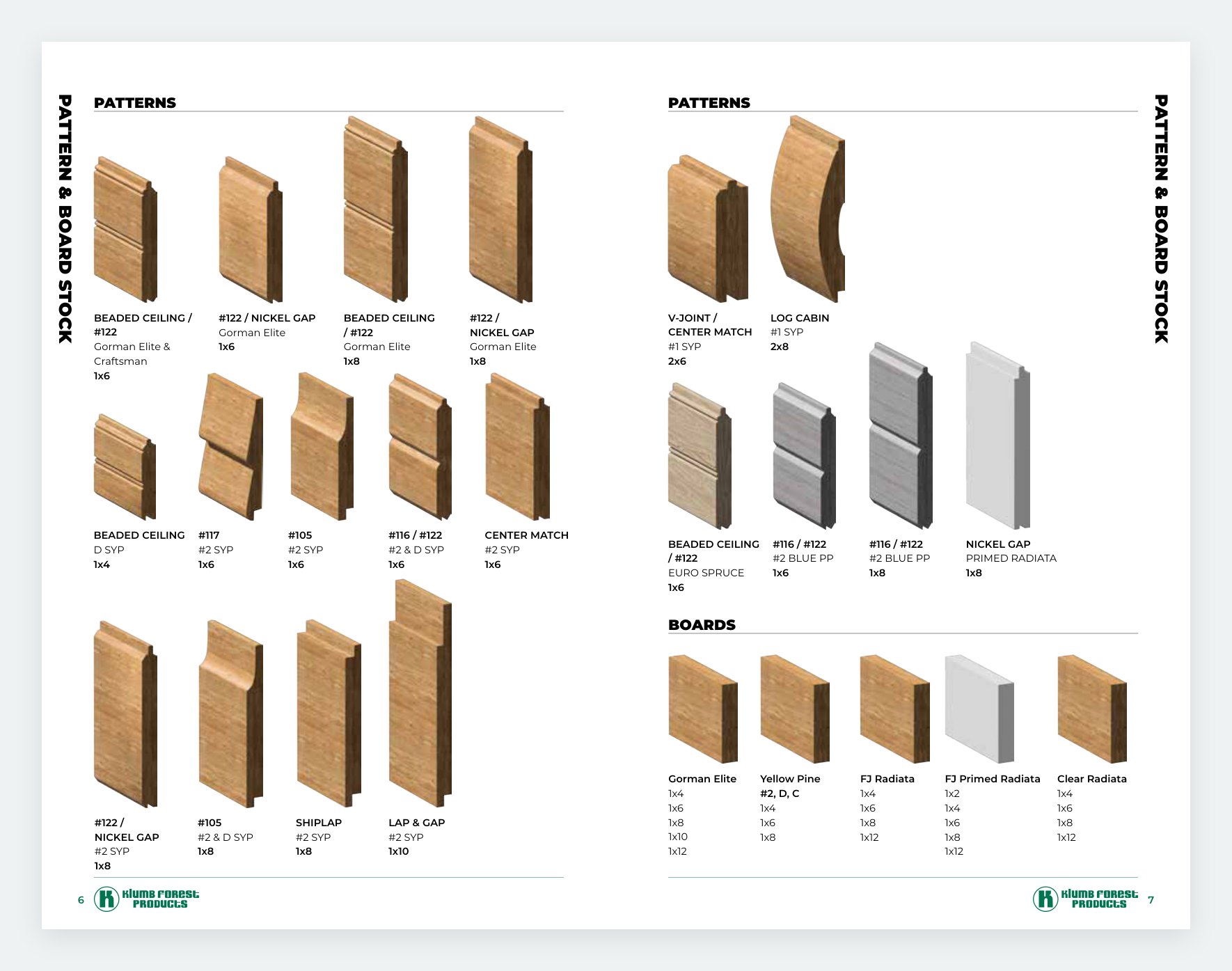 Klumb catalog pattern and board stock