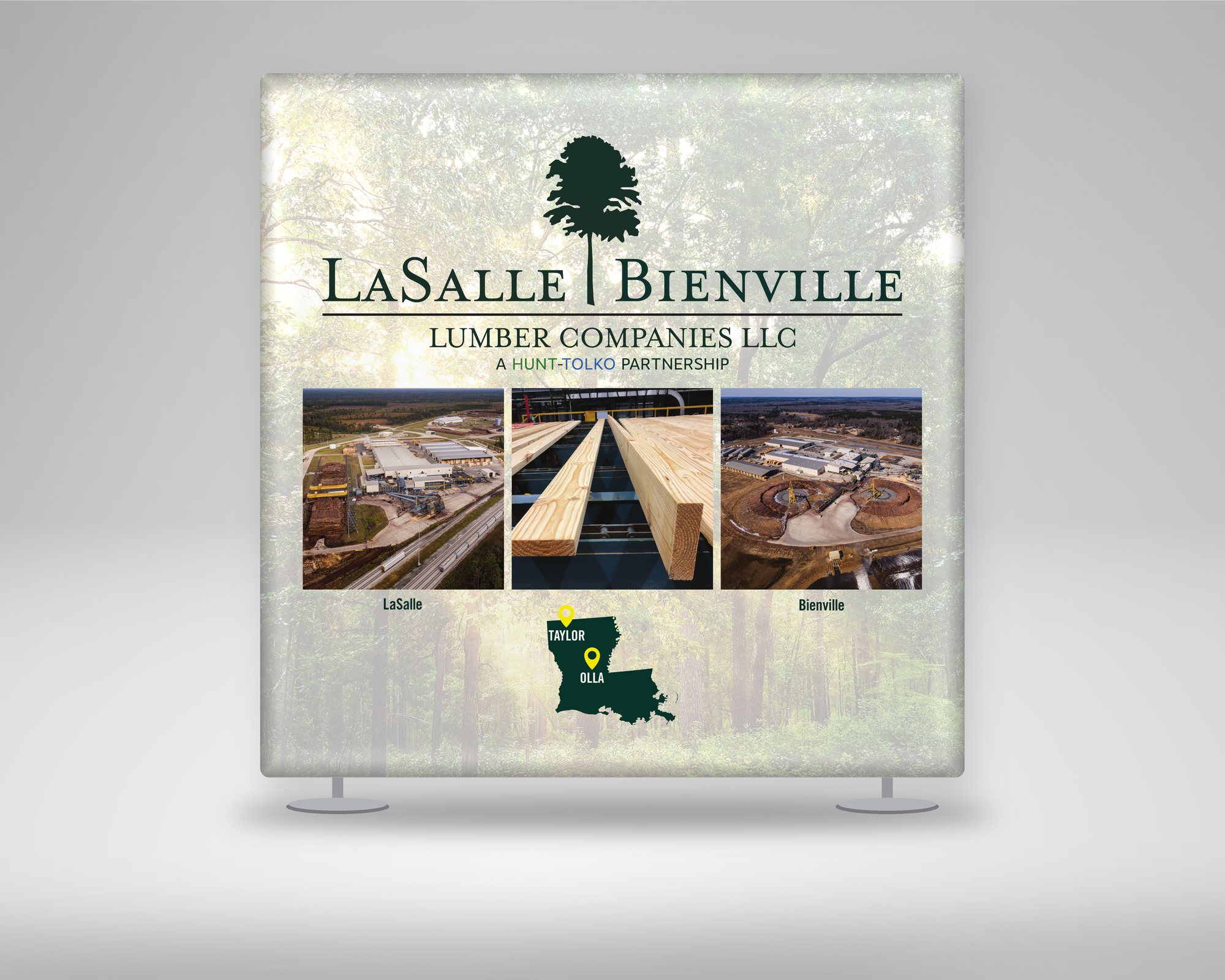 LaSalle Bienville Lumber original trade show backdrop on its stand mockup