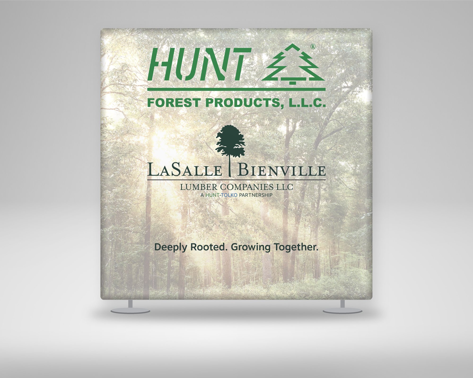LaSalle Bienville Lumber second backdrop graphic on the same stand