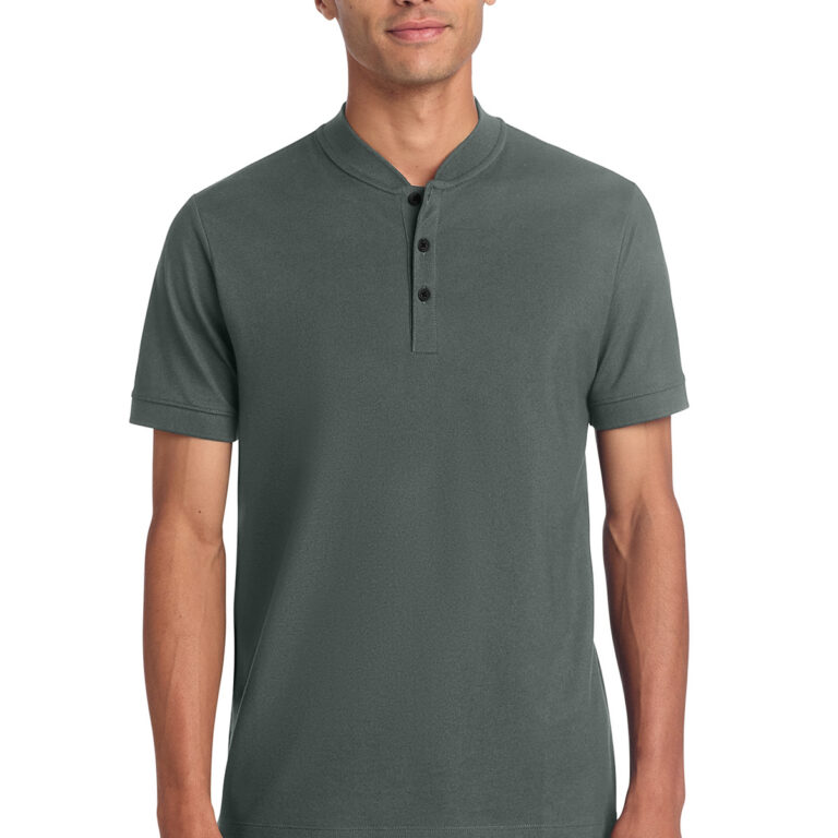 Mercer+Mettle Stretch Pique Henley in Anchor Grey