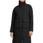 MiiR Women’s Sashiko Stretch Puffy Long Jacket in Pitch Black