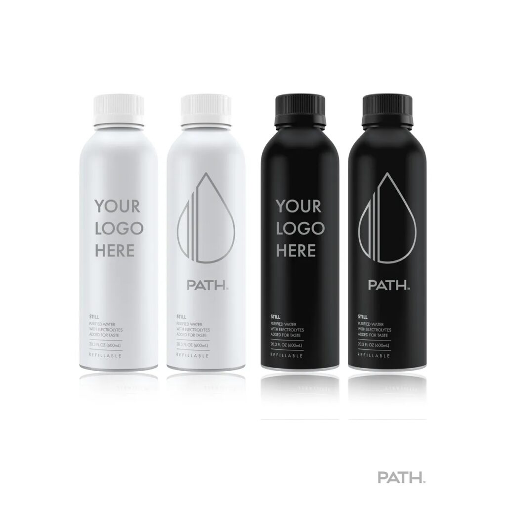 PATHWATER Refillable Aluminum Bottled Water, 20.3 oz