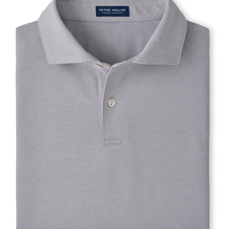 Peter Millar Albatross Cotton-Blend Piqué Polo - Edwin Spread Collar in Gale Grey