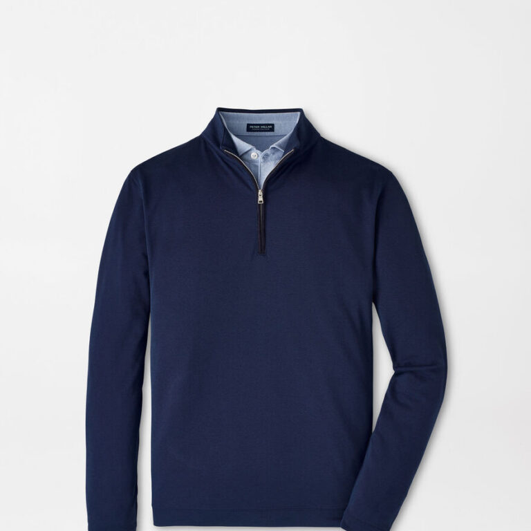 Peter Millar Albatross Cotton-Blend Pique Quarter-Zip in Navy