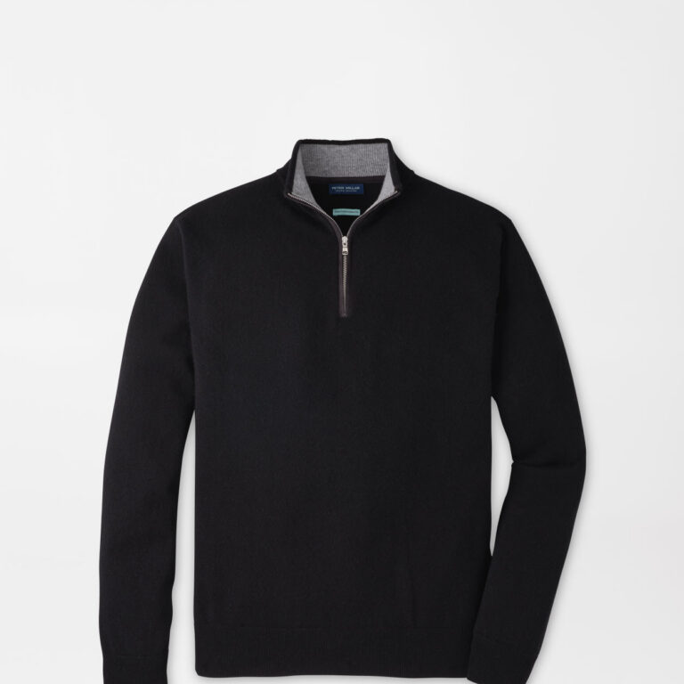 Peter Millar Artisan Crafted Cashmere Flex Quarter-Zip in Black