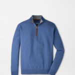 Peter Millar Artisan Crafted Cashmere Flex Quarter-Zip in Blue Pearl