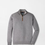 Peter Millar Artisan Crafted Cashmere Flex Quarter-Zip in Gale Grey