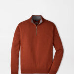 Peter Millar Artisan Crafted Cashmere Flex Quarter-Zip in Redwood