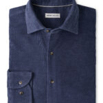 Peter Millar Aspen Cotton Cashmere Corduroy Sport Shirt in Crown Blue