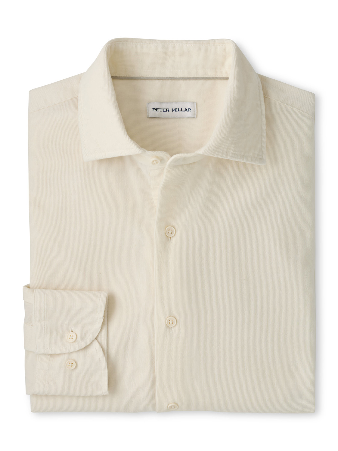 Peter Millar Aspen Cotton Cashmere Corduroy Sport Shirt in Winter Ivory