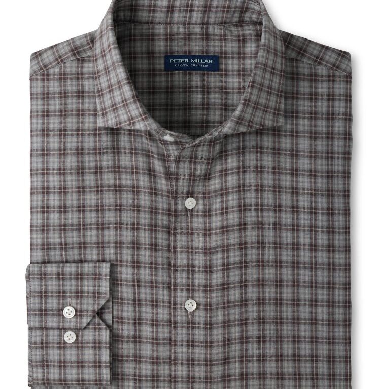 Peter Millar Bernard Cotton Sport Shirt in Grey Mist