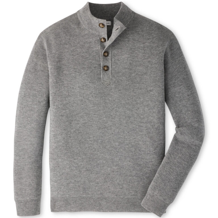 Peter Millar Blackburn Buttonmock Sweater in Oslo Grey