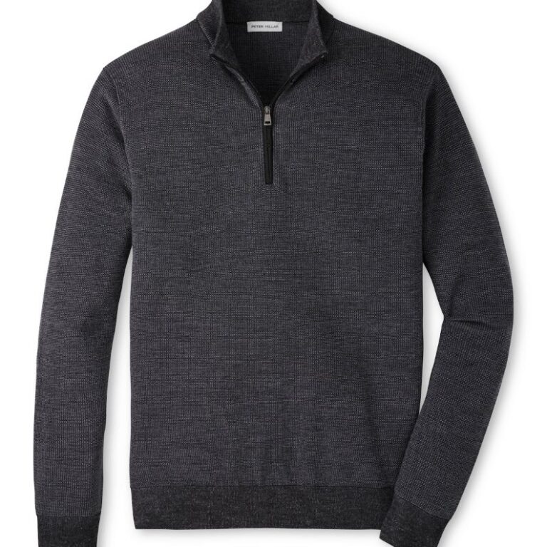 Peter Millar Blair Birdseye Quarter-Zip Sweater in Charcoal