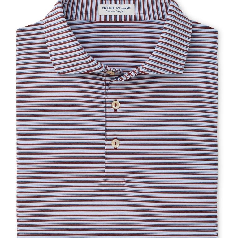 Peter Millar Brooks Performance Jersey Polo - Sean Self Collar in Bordeaux