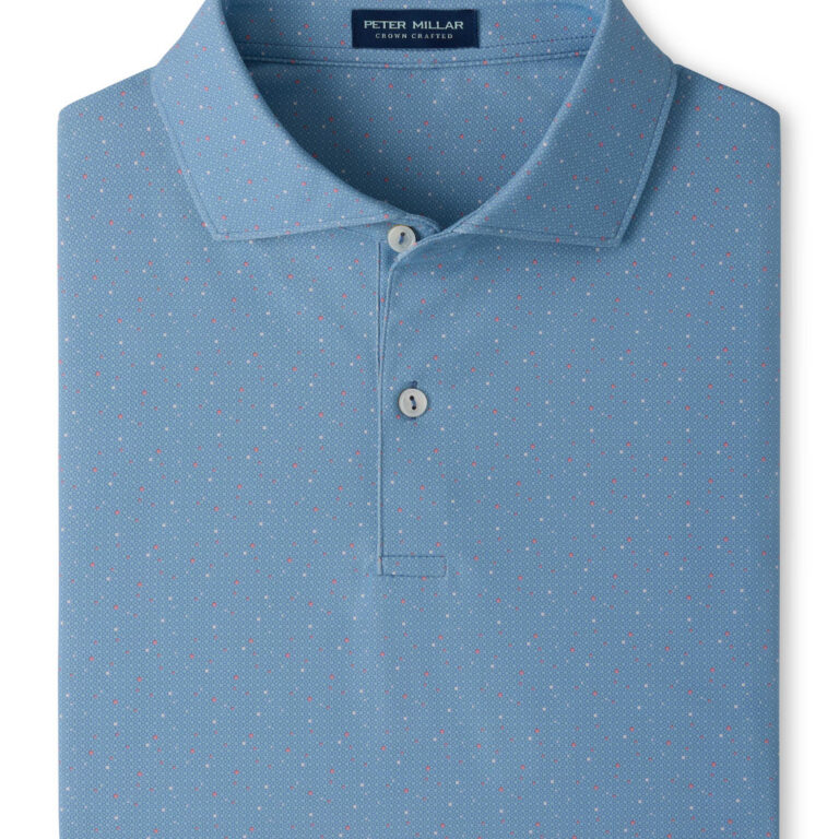 Peter Millar Campania Performance Jersey Polo – Edwin Spread Collar in Windy Blue