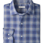 Peter Millar Cannon Performance Flannel Sport Shirt in Crown Blue