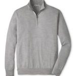 Peter Millar Canton Stripe Quarter Zip Sweater in Battleship Grey