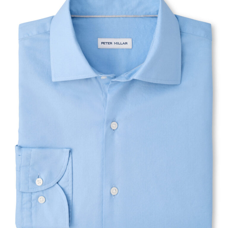 Peter Millar Cool Twill Cotton Modal Sport Shirt in Cottage Blue