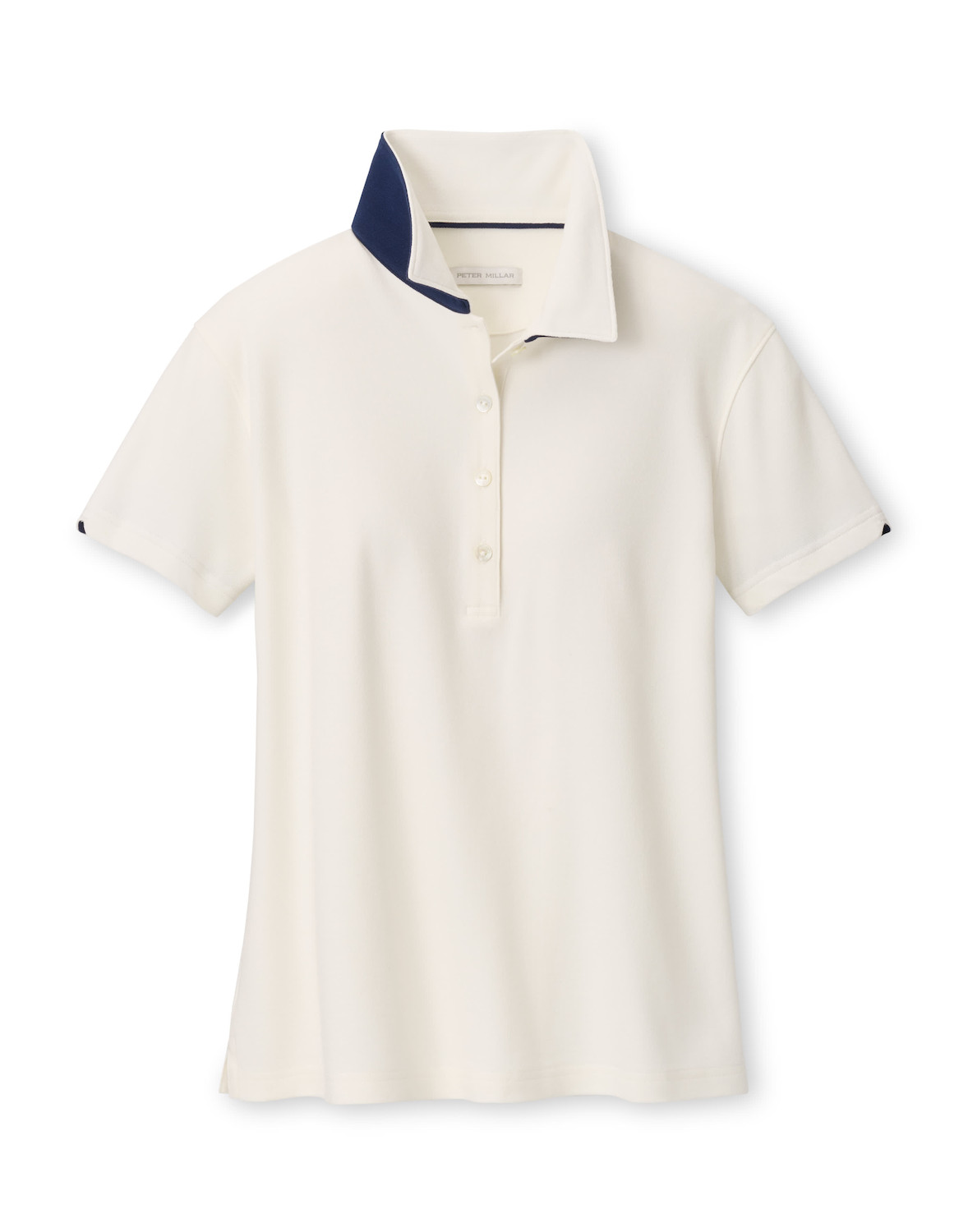 Peter Millar Coolspun Lite Cotton Piqué Polo in Soft White / Navy