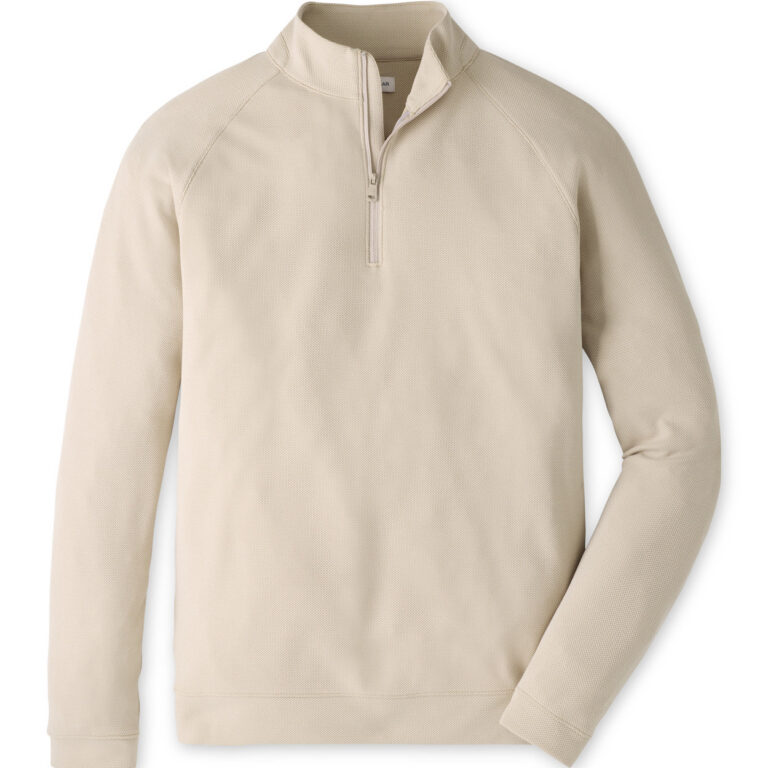 Peter Millar Cradle Piqué Performance Quarter-Zip in Khaki