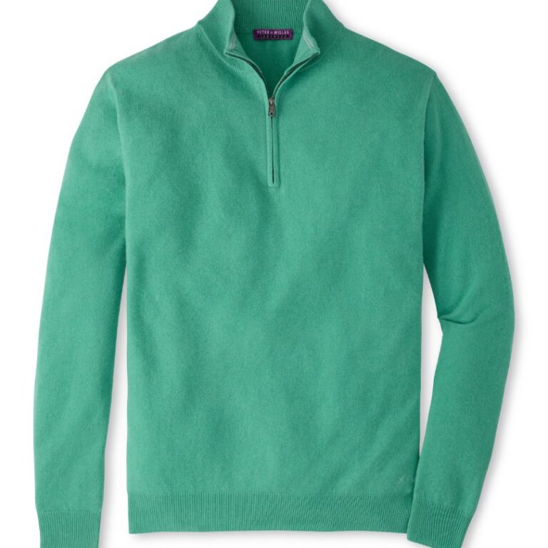Peter Millar Crown Anniversary Cashmere Quarter Zip Sweater in Mint